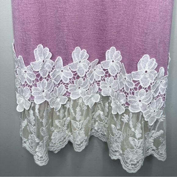 Umgee Pink Floral Lace Tunic Tank top Size Large - Picture 8 of 12